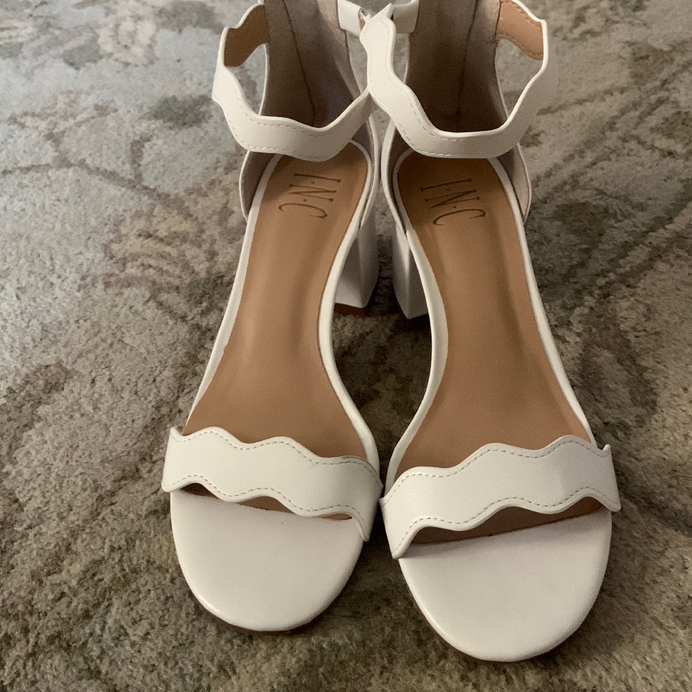 INC white high heels